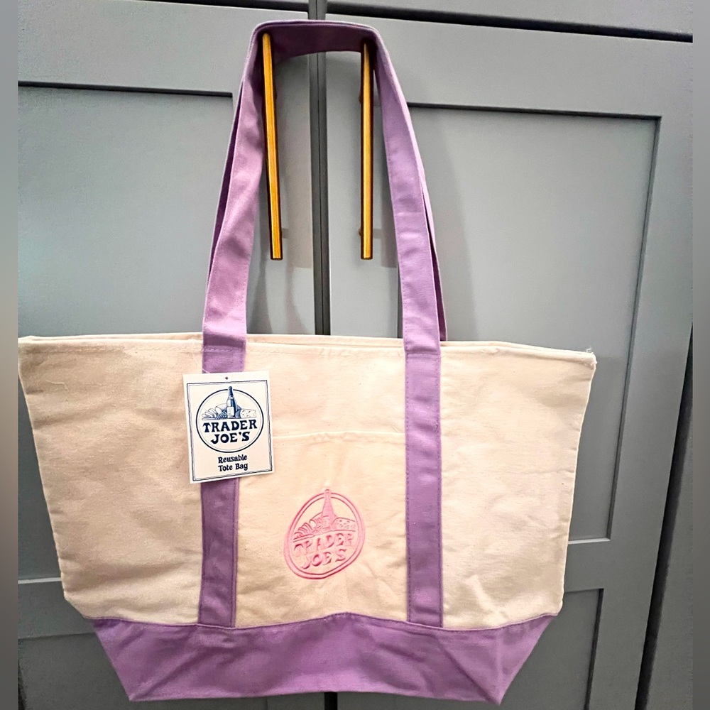 #4 Spring 2026 limited edition - Lavender Large Canvas Tote Bag Trader Joe's NEW